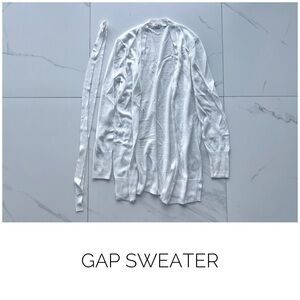 Gap sweater size Medium white linen cardigan belt